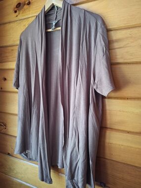 MOA USA Taupe Open Front Draped Cardigan